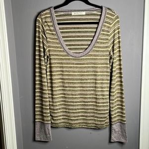 We the Free Striped Metallic Sweater Size Large